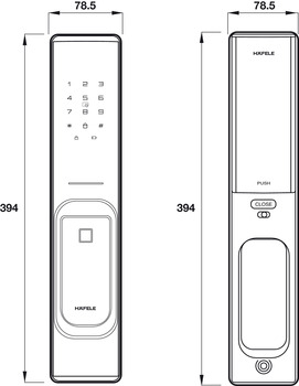 Khóa vân tay Hafele PP8100 912.05.697 (Đen mờ)